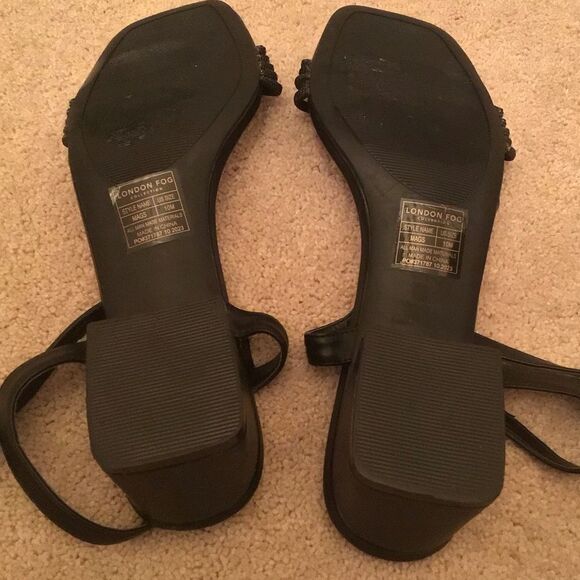 London Fog Black Sparkling Straps Heels - Picture 7 of 8